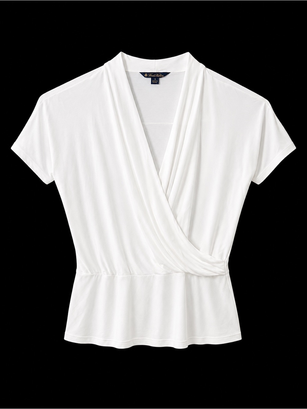 Brooks Brothers White Surplice Short-Sleeve Wrap Top